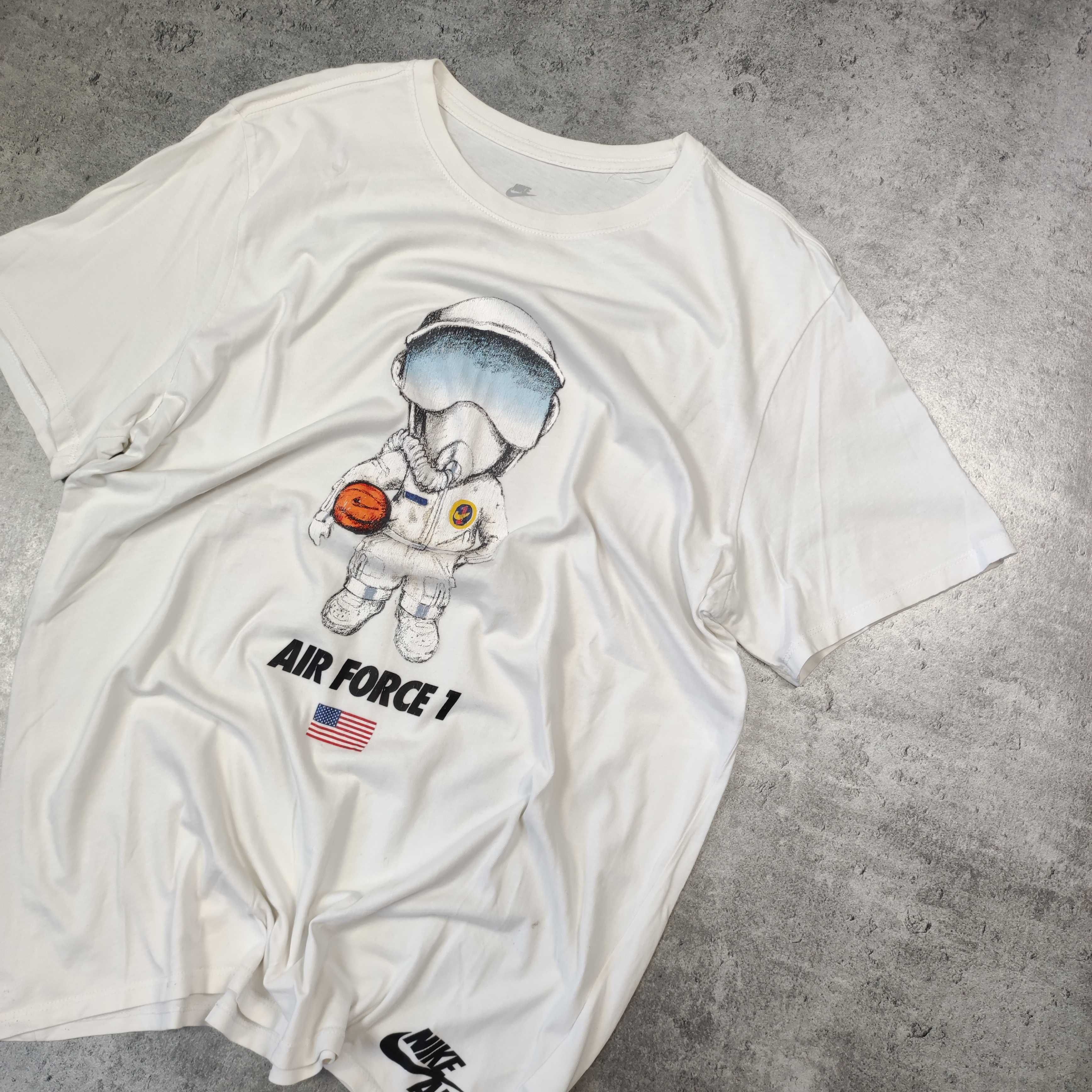 MĘSKA Koszulka Biała Letnia Lekka Nike AIR Force 1 Basketball Nadruk
