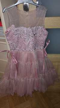 Różowa sukienka z tiulem dla dziewczynki Royal Baby Collection roz 134