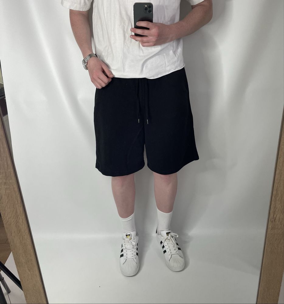 Широкі чорні шорти baggy loose fit котоновые шорты широкие бегги