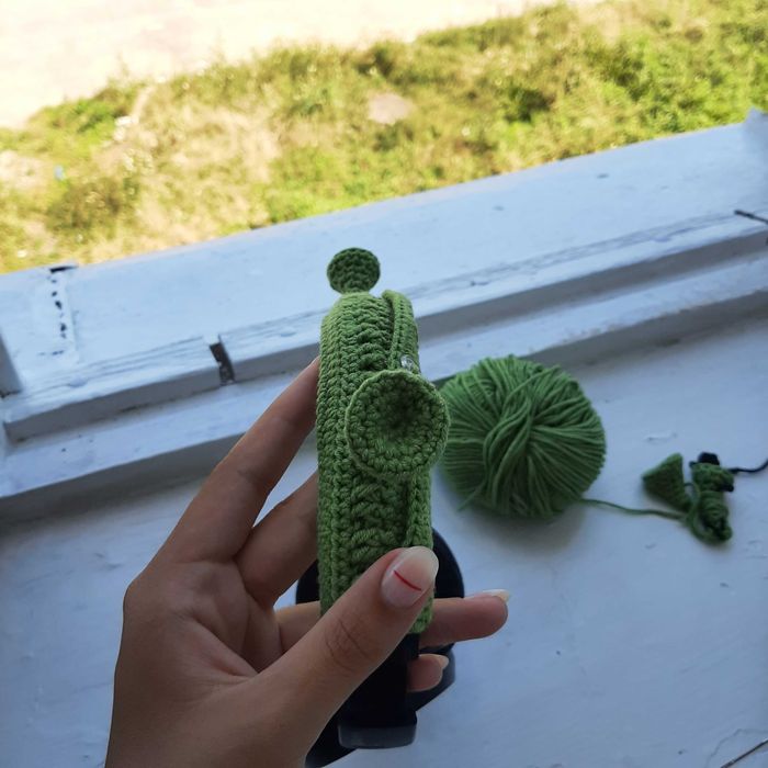 в'язаний ободок на навушники, вушка шрека