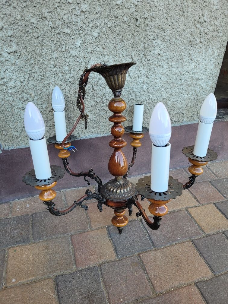 Żyrandol ładny zadbany PRL Lampa wisząca