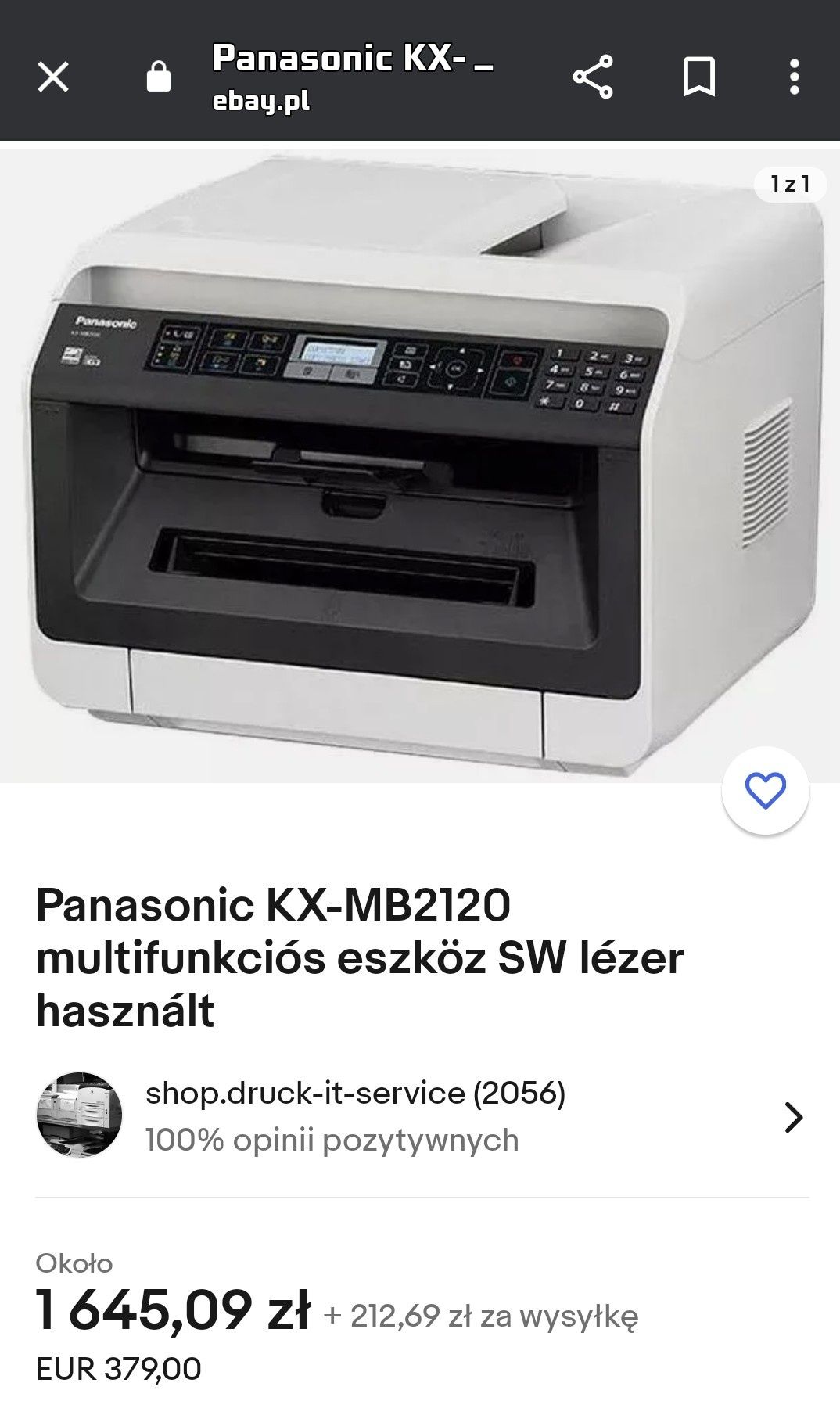 Sprzedam , zamienię Urządzenie wielofunkcyjne Panasonic KX-MB2120 po s
