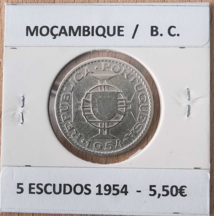5 Moedas Portuguesas 10 Escudos Prata Circuladas Ex Colónia Moçambique