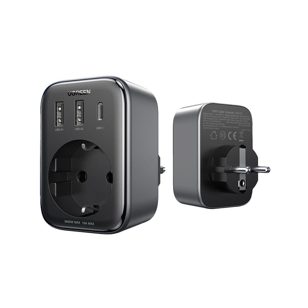 Ładowarka sieciowa 30W (2xUSB/USB C/AC) / adapter EU - EU 13A