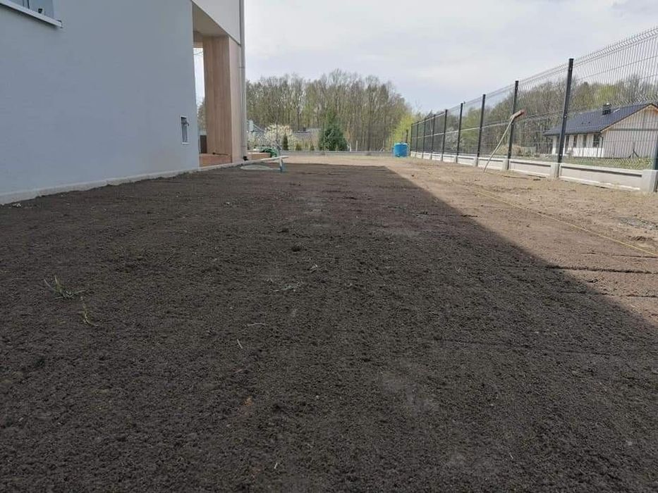 Usługi glebogryzarką równanie terenu, zakładanie trawnika, siew