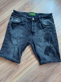 Spodnie męskie krótkie jeansy czarne