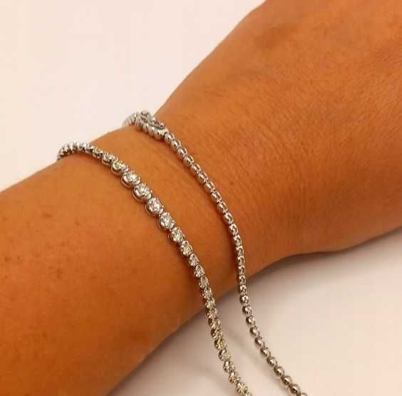 Złoty naszyjnik Kolia z Diamentami 47szt 2ct Pr.585 W:14,20gr 42,5cm