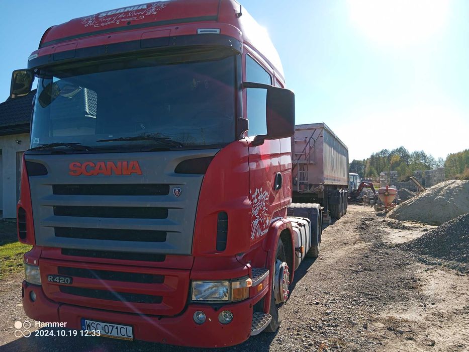 Scania R420 + naczepa wywrotka, zestaw, zamiana