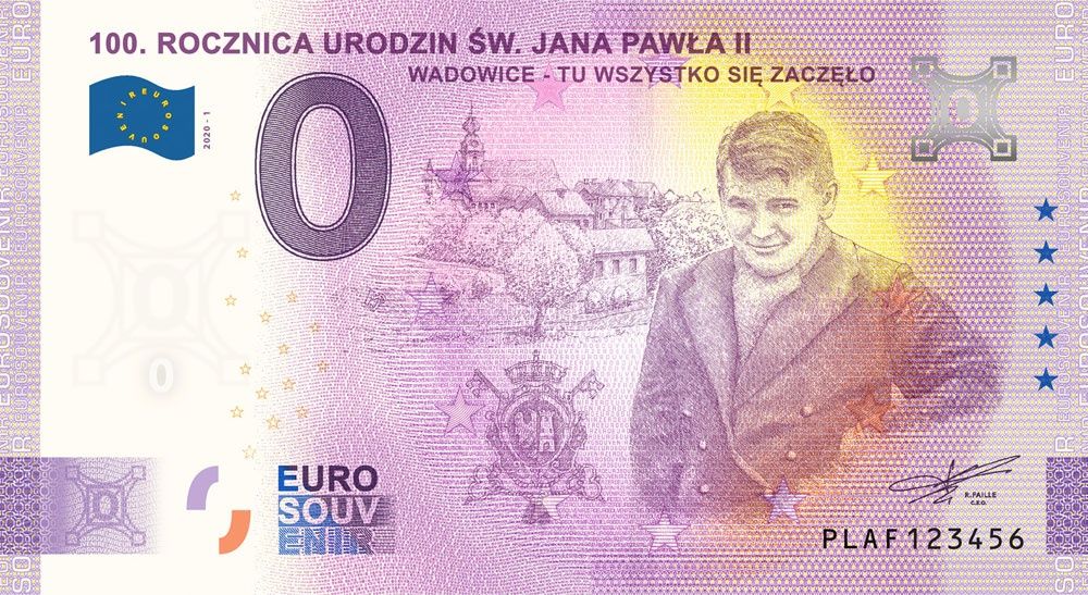 0 EURO 100 Rocznica Urodzin Św. Jana Pawła II. Wadowice Papież 2020