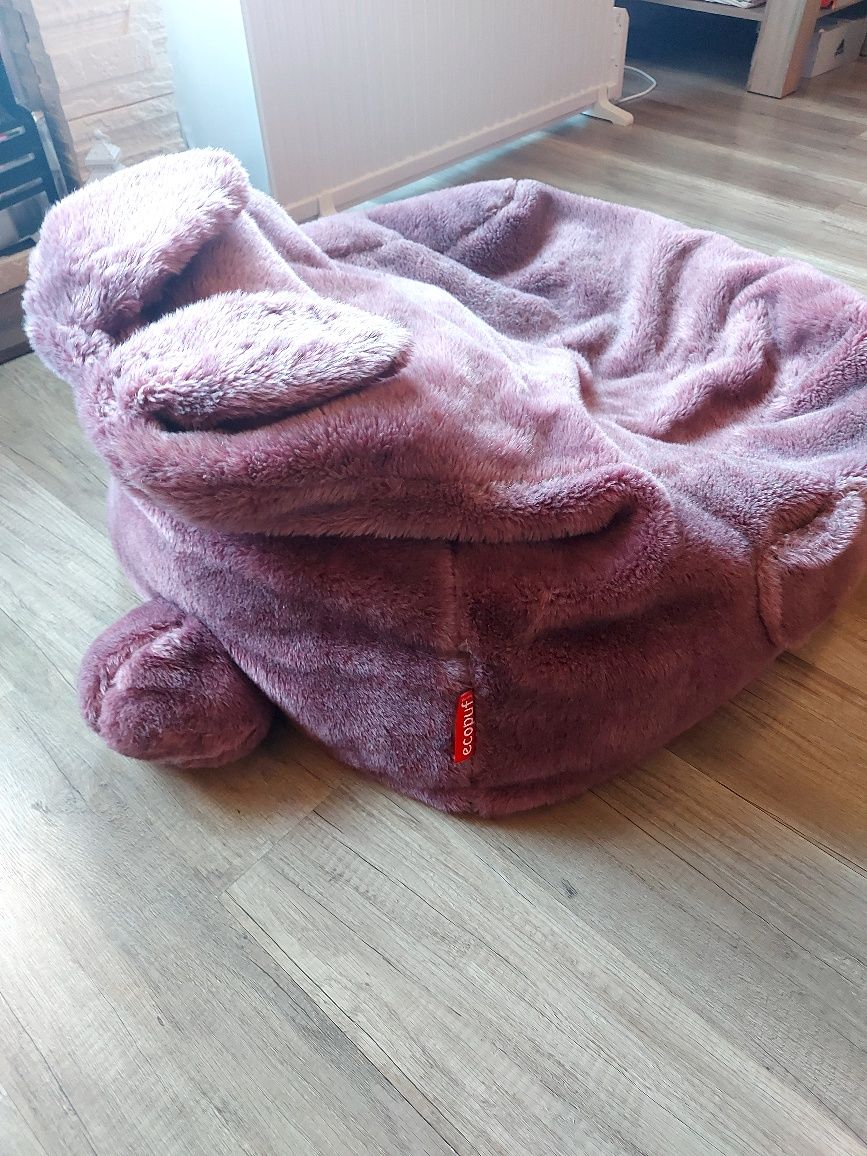 Fotel pufa worek Bunny dla dzieci rozmiar  L duża Shaggy Różowy 12254