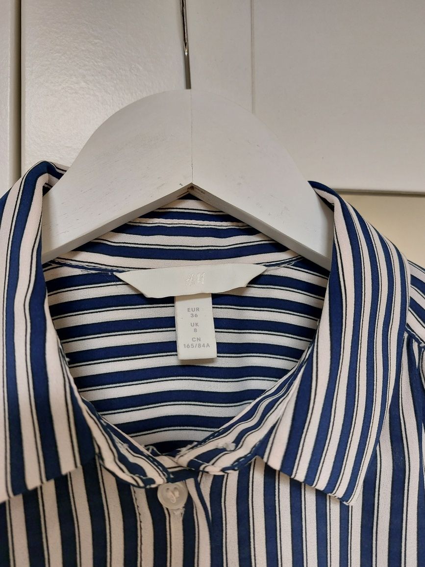 Koszula H&M w biało-granatowe paski