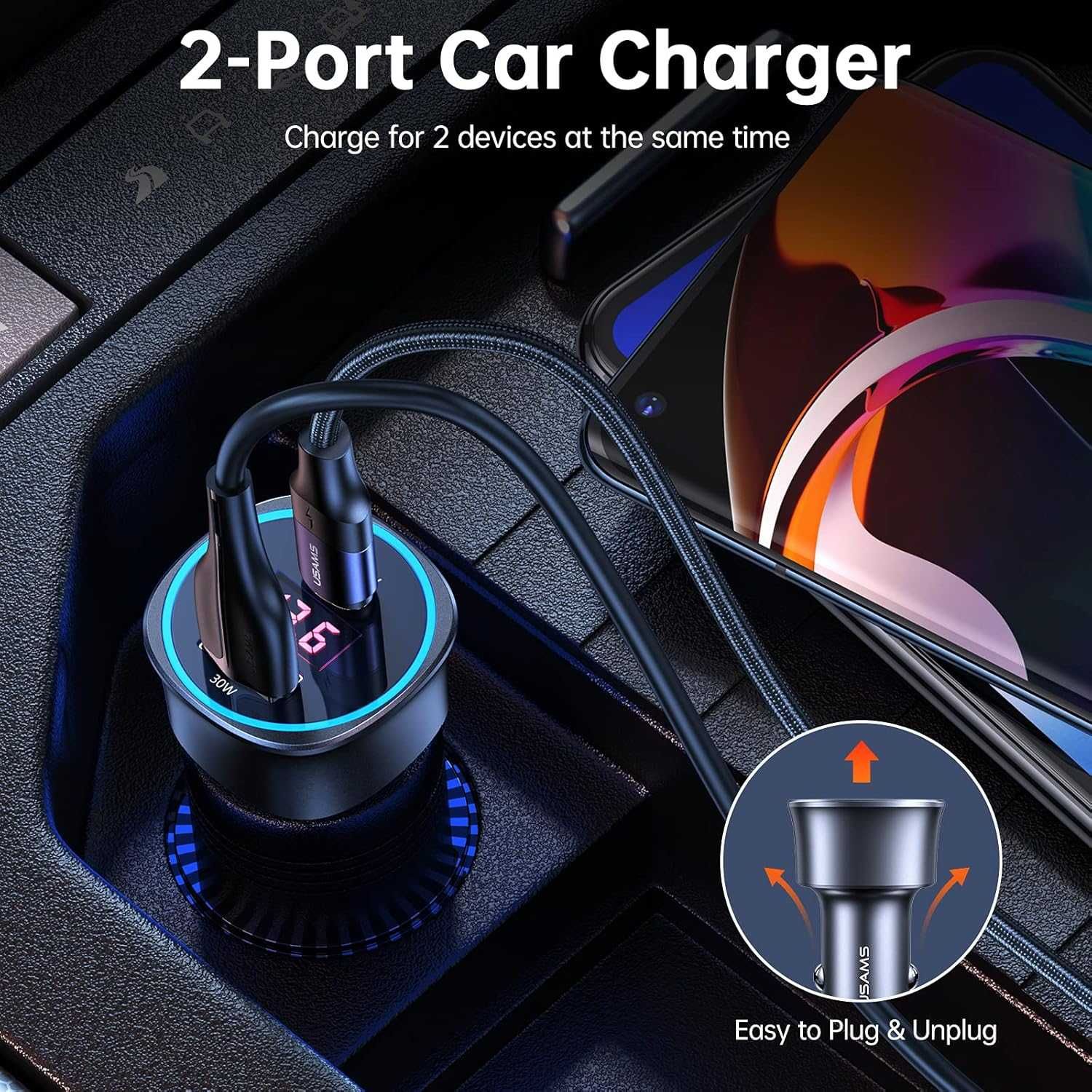 Usams C29 Ładowarka Samochodowa USB-C 72W