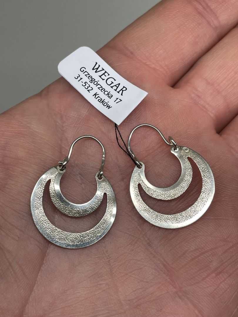 Srebrne Kolczyki Koła - PRL VINTAGE - 2,52g - WARMET POLSREBRO JANTAR