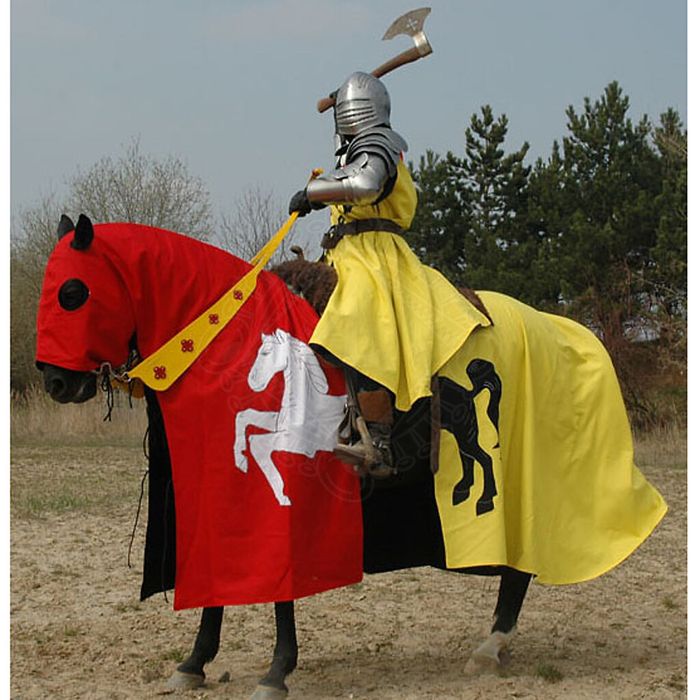 Traper konny. tabard rycerski z chorągwią