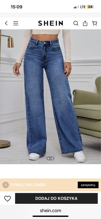 Shein jeansy rozm. L, szeroka nogawka, dzwony, luźne