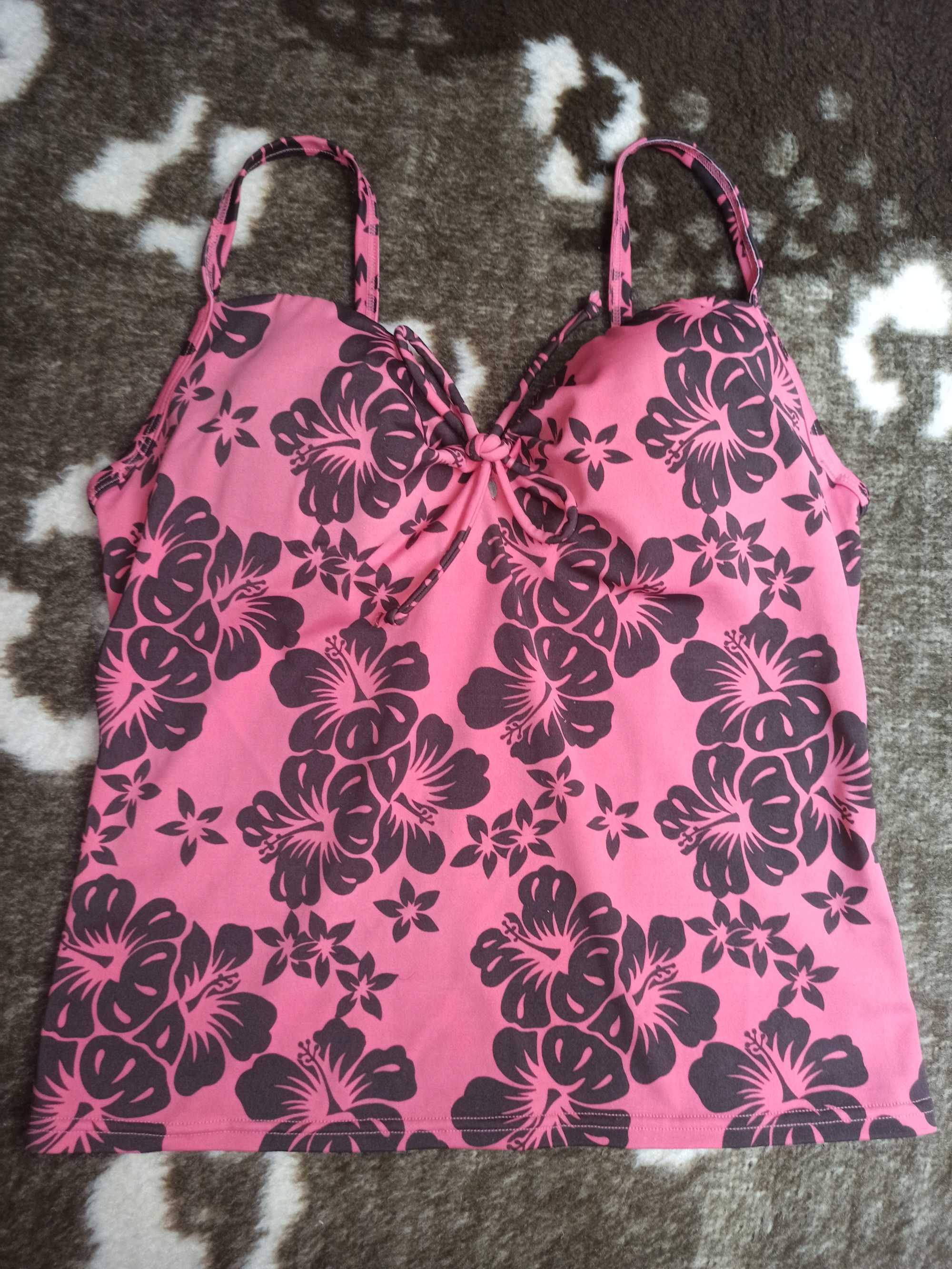 Tankini rosa com flores castanhas 34B