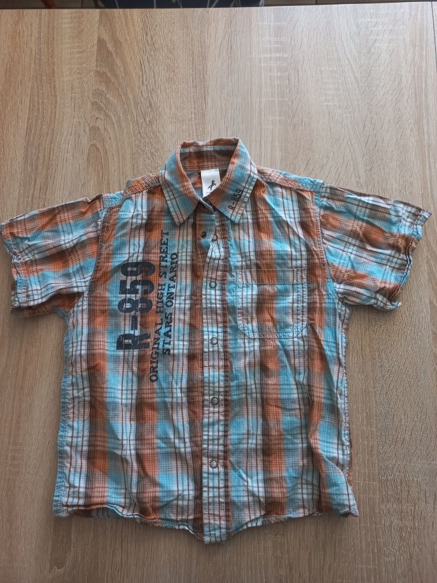 Koszula z krótkim rękawem w kratkę r.116