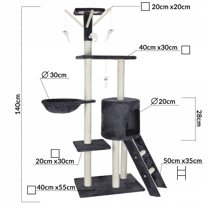 Drapak słupek domek dla kota 140 cm