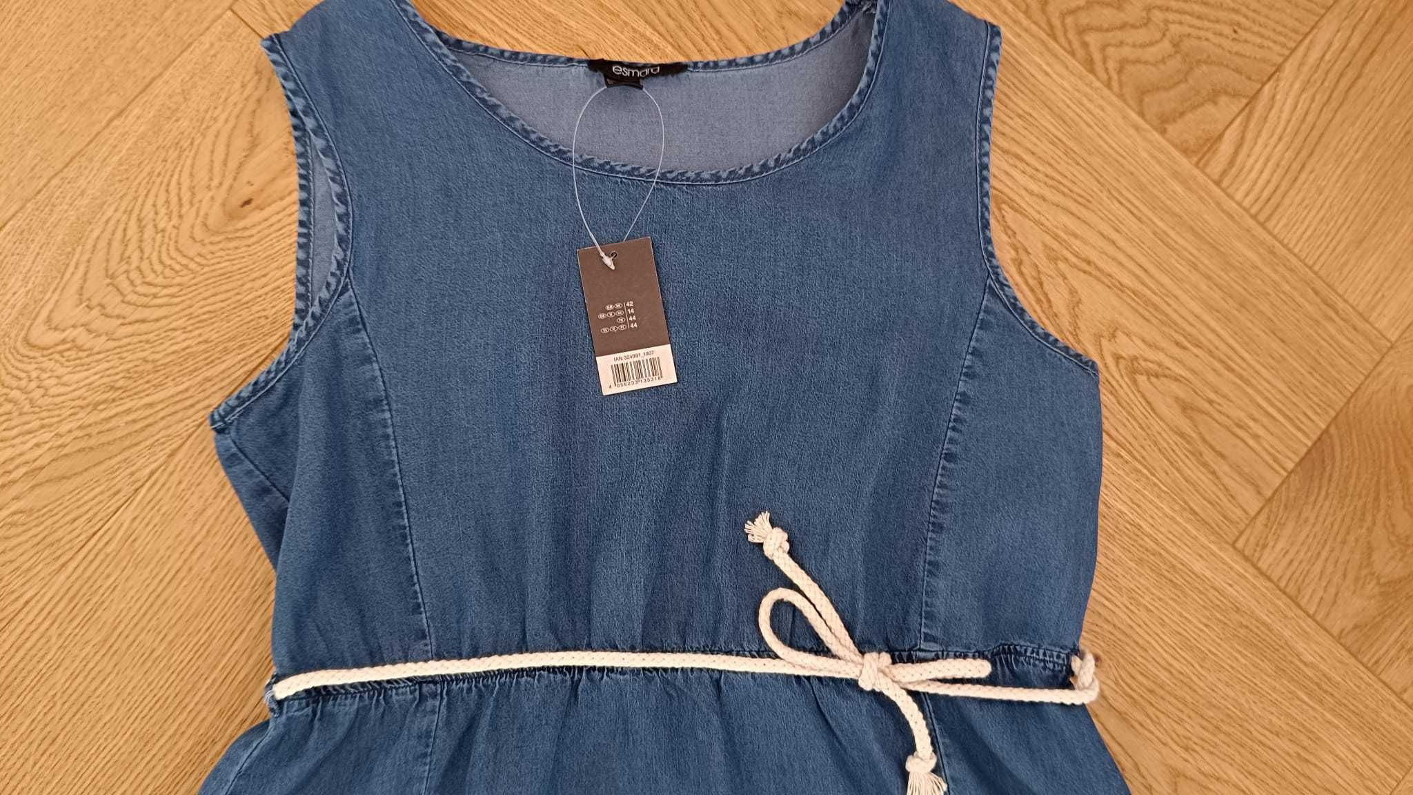 Nowa sukienka maxi długa 42 XL bez rękawów TENCEL jeans