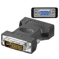 Adaptador DVI-I (24+5 pin) macho para VGA (15 pin) Fêmea. NOVO