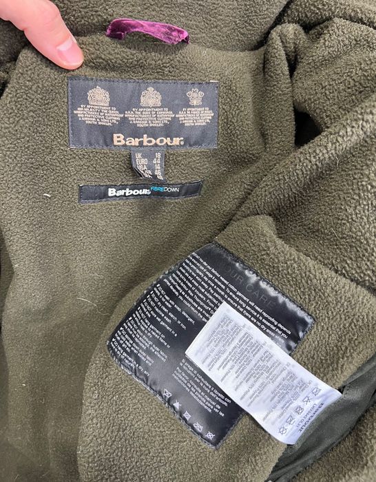 Woskowana Ocieplana Kurtka Barbour Fibre Down Pikowana Wełniane Detale