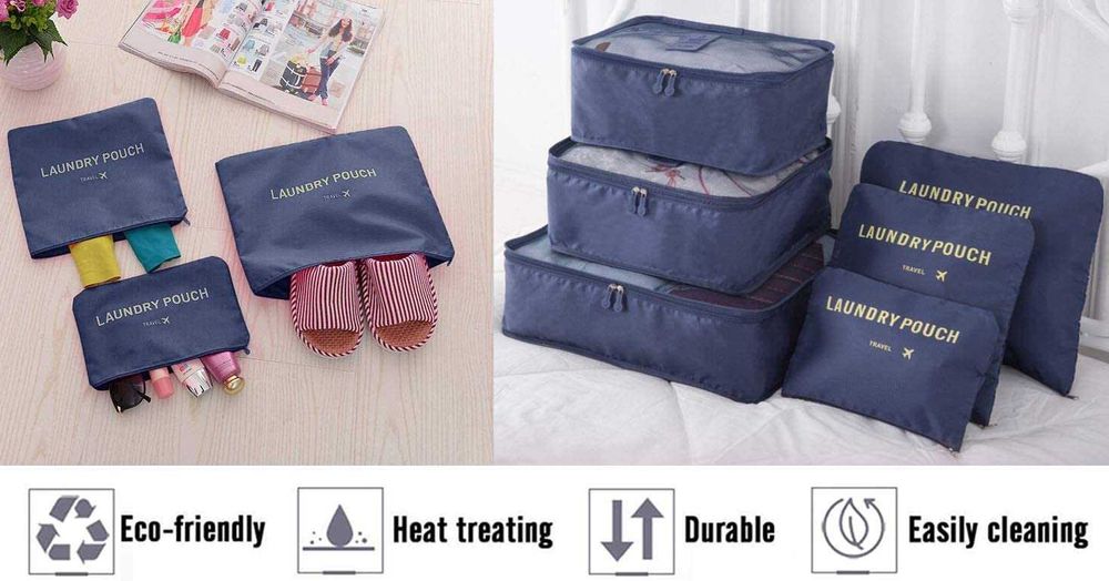 Organizador de malas de viagem , 8 peças, impermeável, Cor Azul Escuro