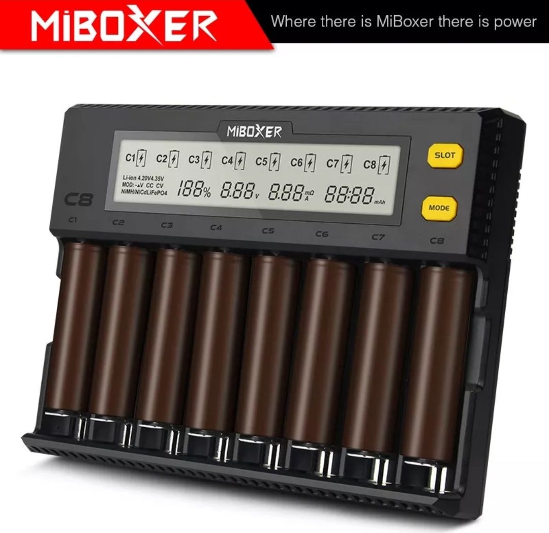 Зарядний пристрій 18650 MiBOXER з РК-дисплей 1,5 A для батарейок