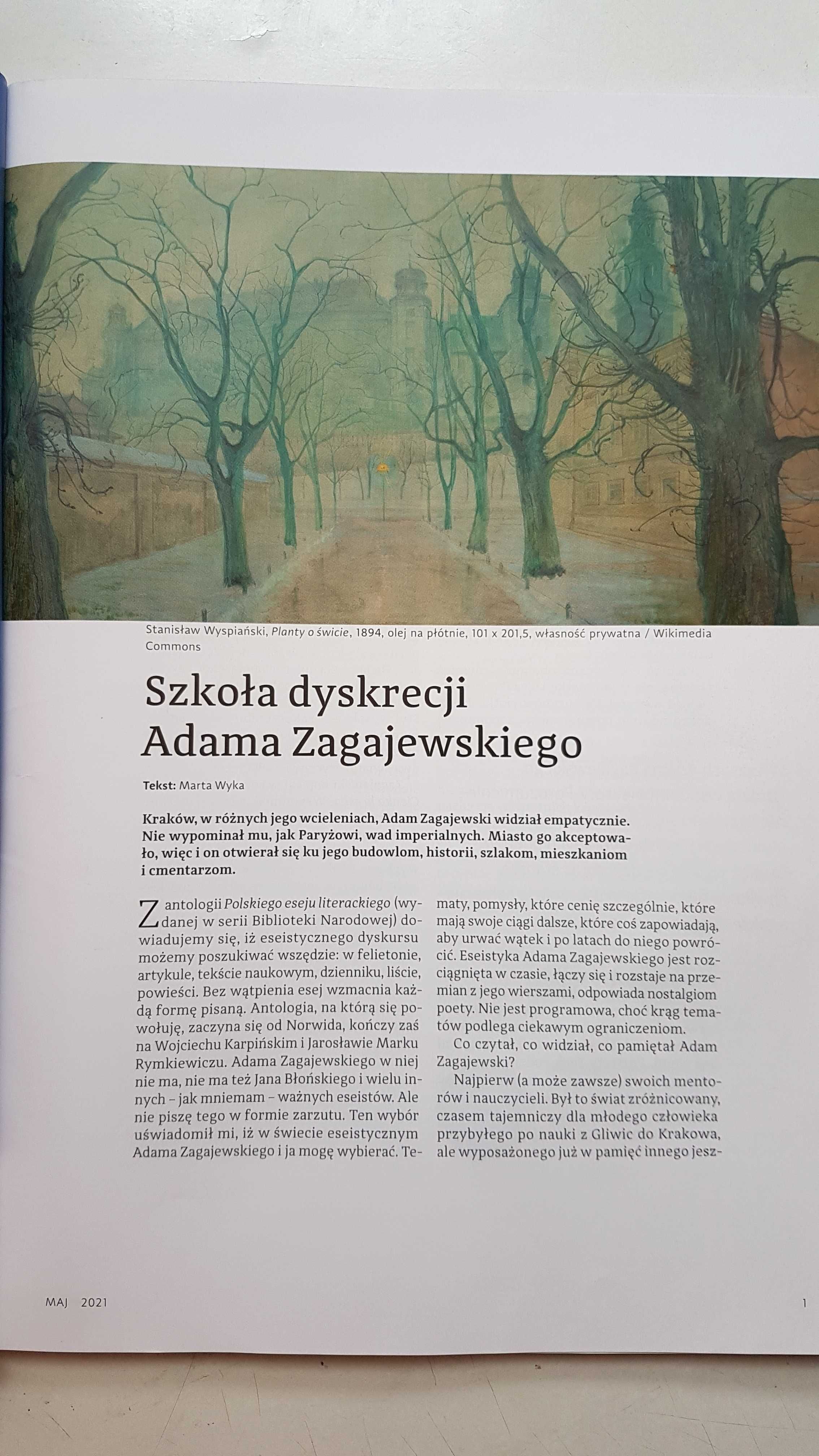 "Kraków" miesięcznik V 2021 + J. Osmoła ""Chłopi" Reymonta"