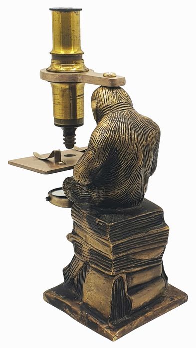 Brass reproduction of a “monkey microscope”