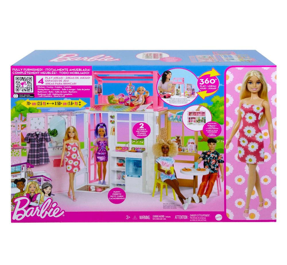 Zestaw Barbie Kompaktowy domek + lalka HCD48