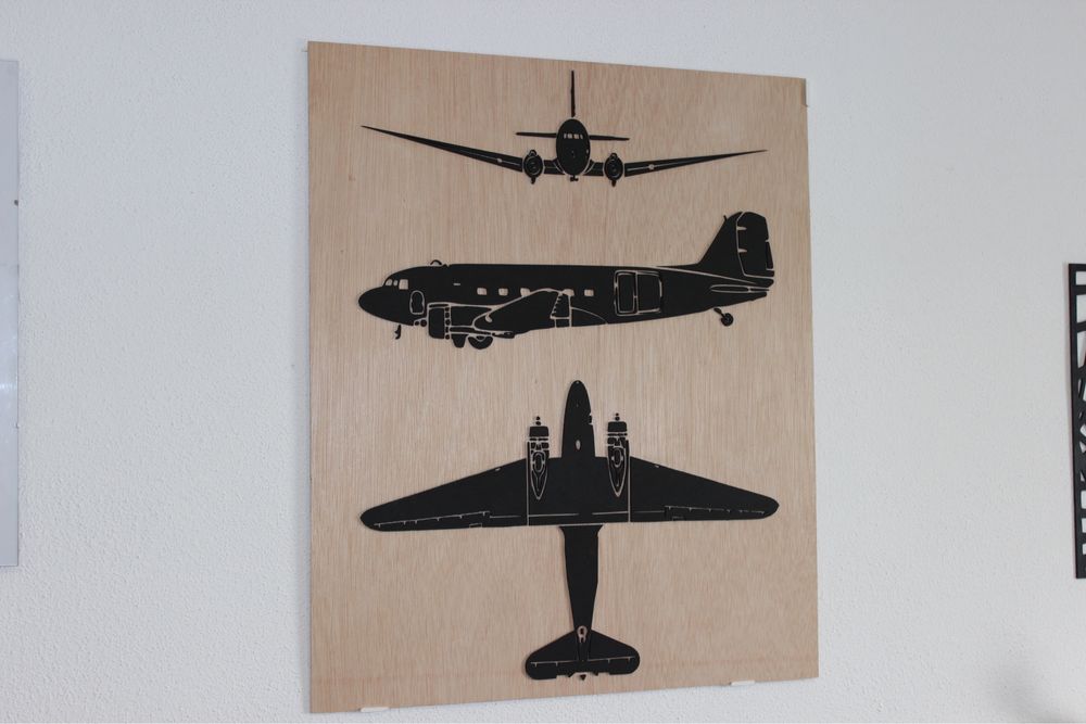 Quadro madeira aviao Douglas DC 3