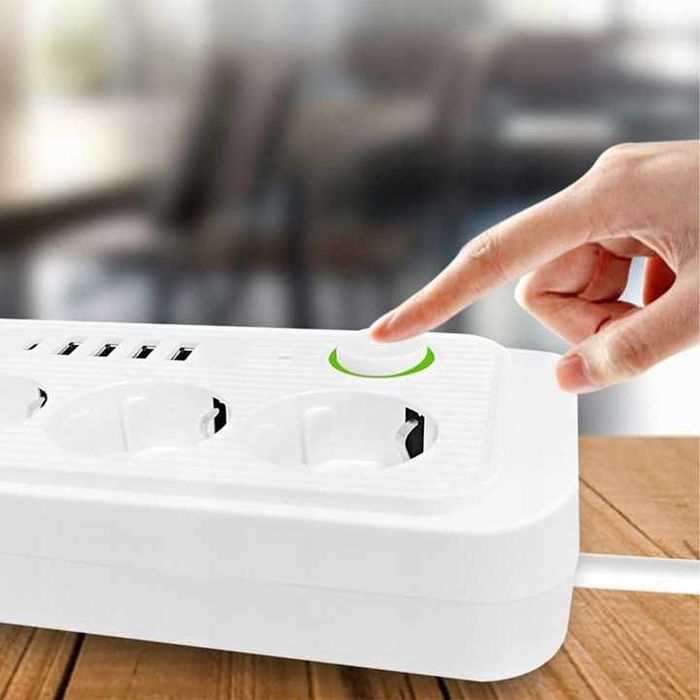 Listwa zasilająca przedłużacz 2m 3xgniazda 5x USB ładowarka włącznik