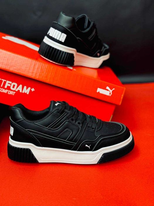 Цена за пару женские кроссовки пума черные натуральная кожа