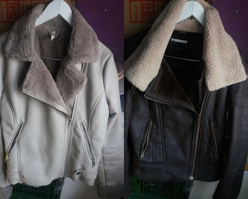 теплая  дубленка женская мех внутри кофта парка