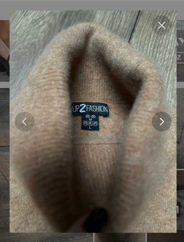 Sweter 100 % kaszmir camel