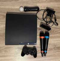 PlayStation 3 Slim + PS Move,kamerka + zestaw SingStar + pad + 17gier