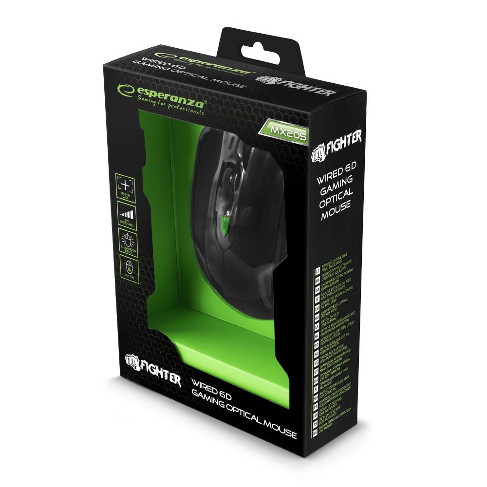 egm205g mysz dla graczy przewodowa 6d usb zielona figh