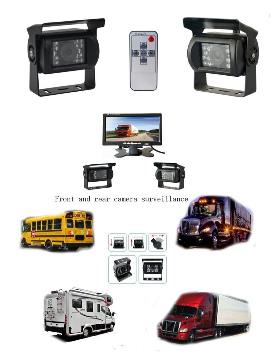 Kit 2 Câmaras Autocarro camião e autocaravana + Monitor LCD 7" NOVO