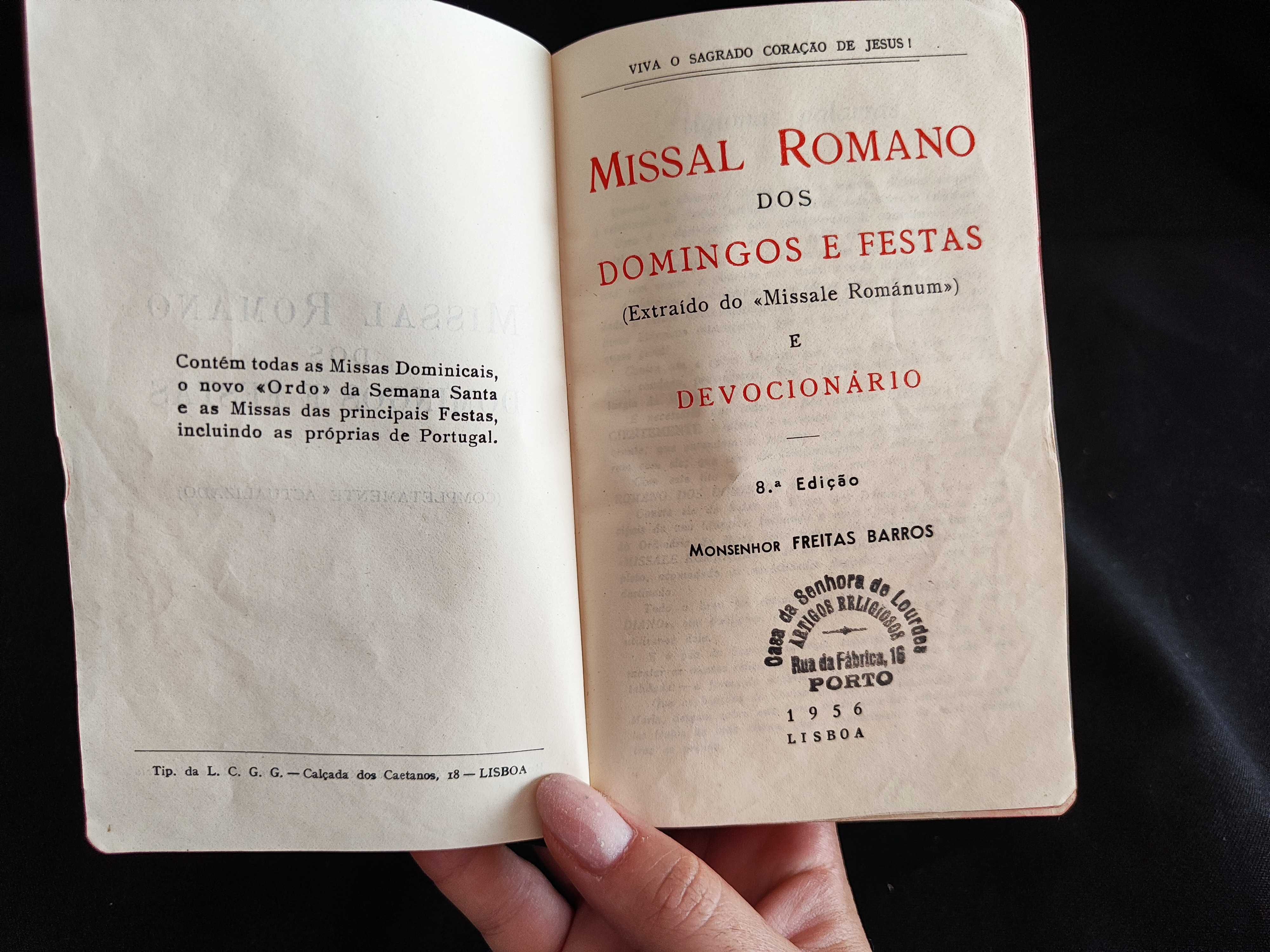 Missal e devocionário romano dos domingos de festa  1956 (3exemplares]