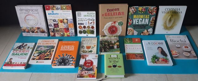 Livros: saúde,vitaminas, sumos detox, chá, receitas, doces, aromáticas