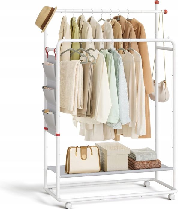 Wieszak stojący stal nierdzewna Songmics biały