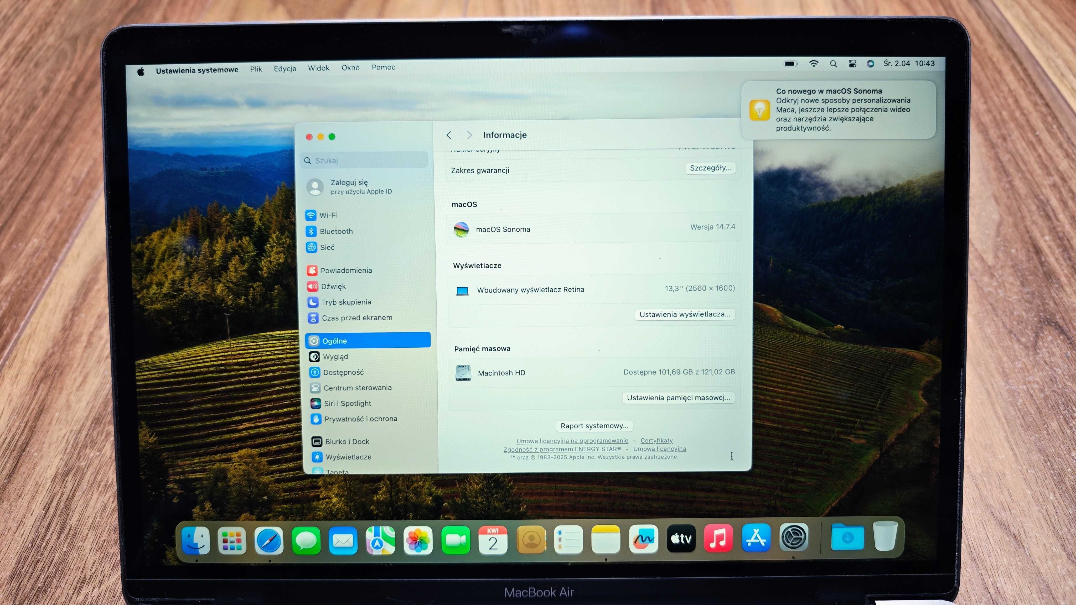Notebook laptop Apple Macbook Air 13,3” Retina
