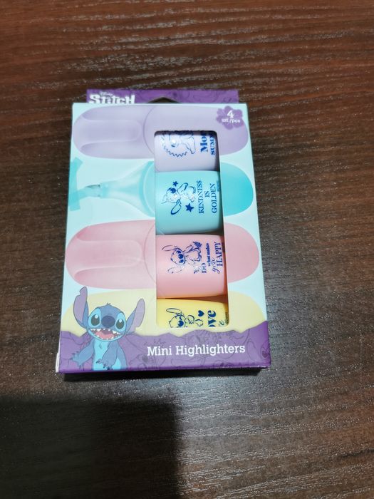 Zakreślacze Stitch 4 szt 4 kolory nowe