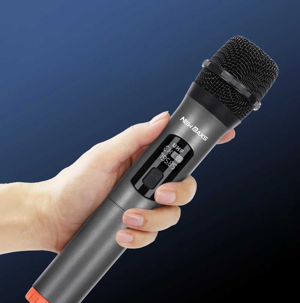Microfone Sem Fios Wireless UHF Profissional 2 Canais Karaok Festa NOV