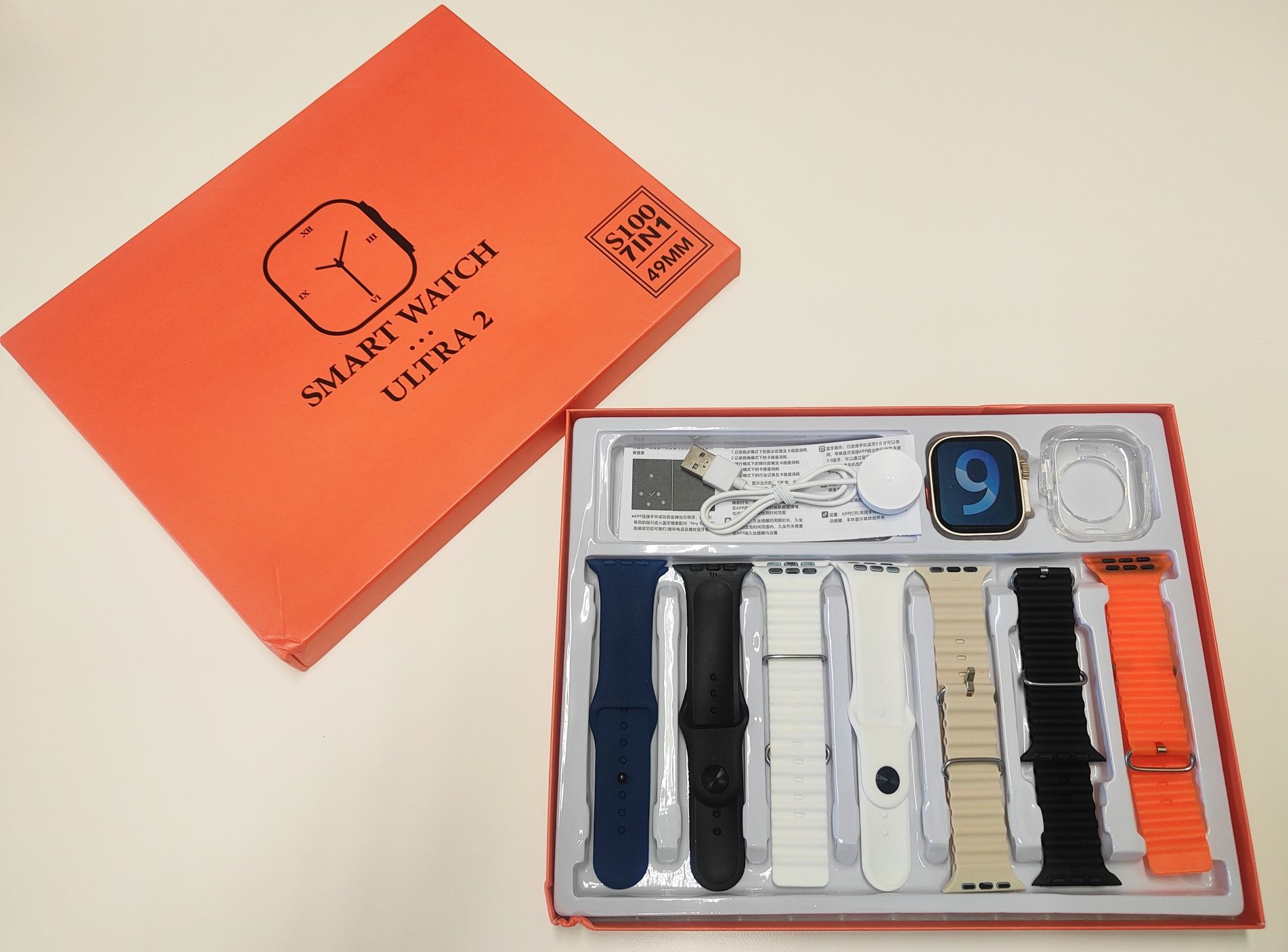 Conjunto smartwach com 7 braceletes e proteção de relógio em plástico