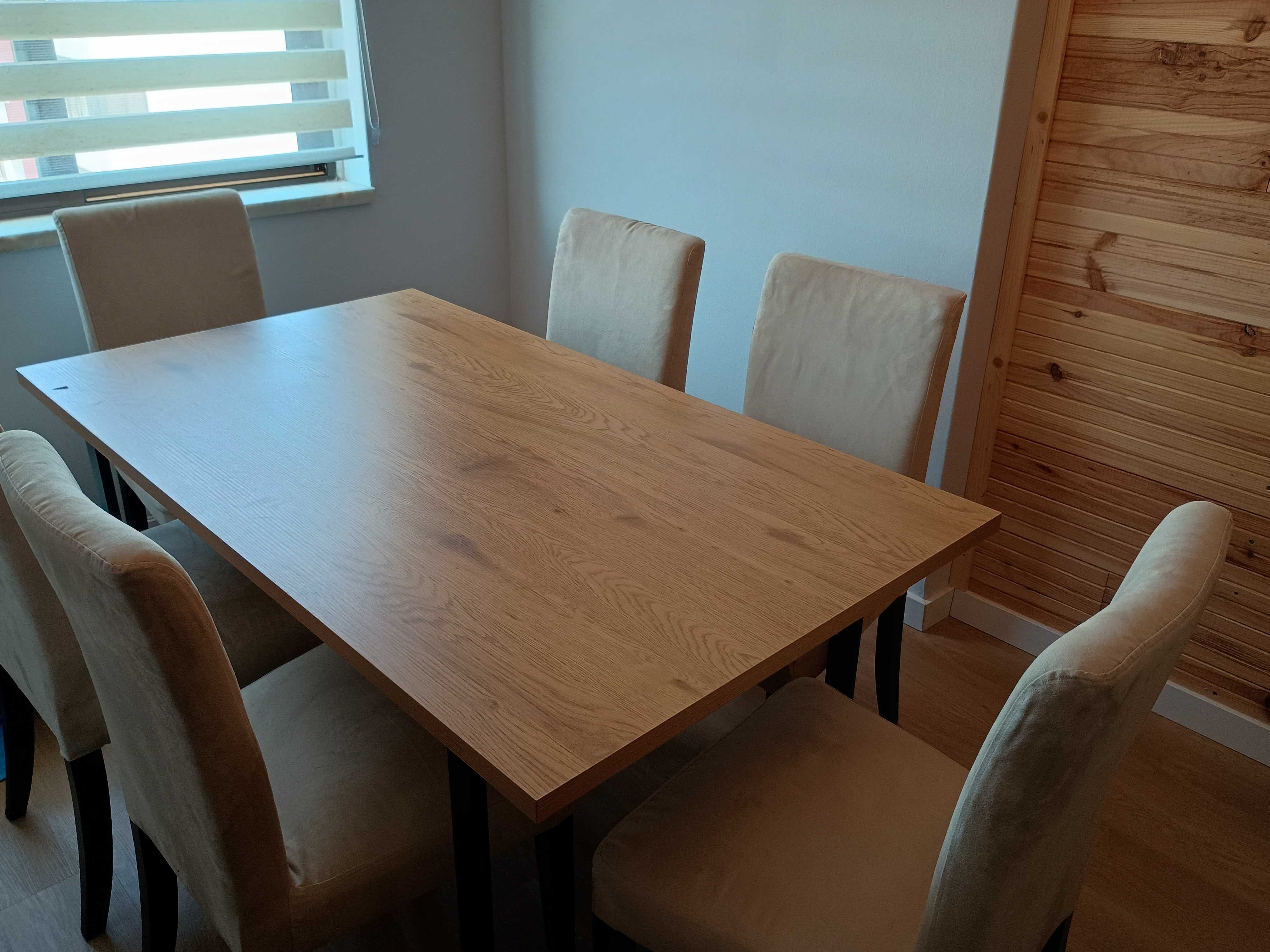 Mesa de jantar JYSK AABENRAA 90x160 com 6 cadeiras do IKEA