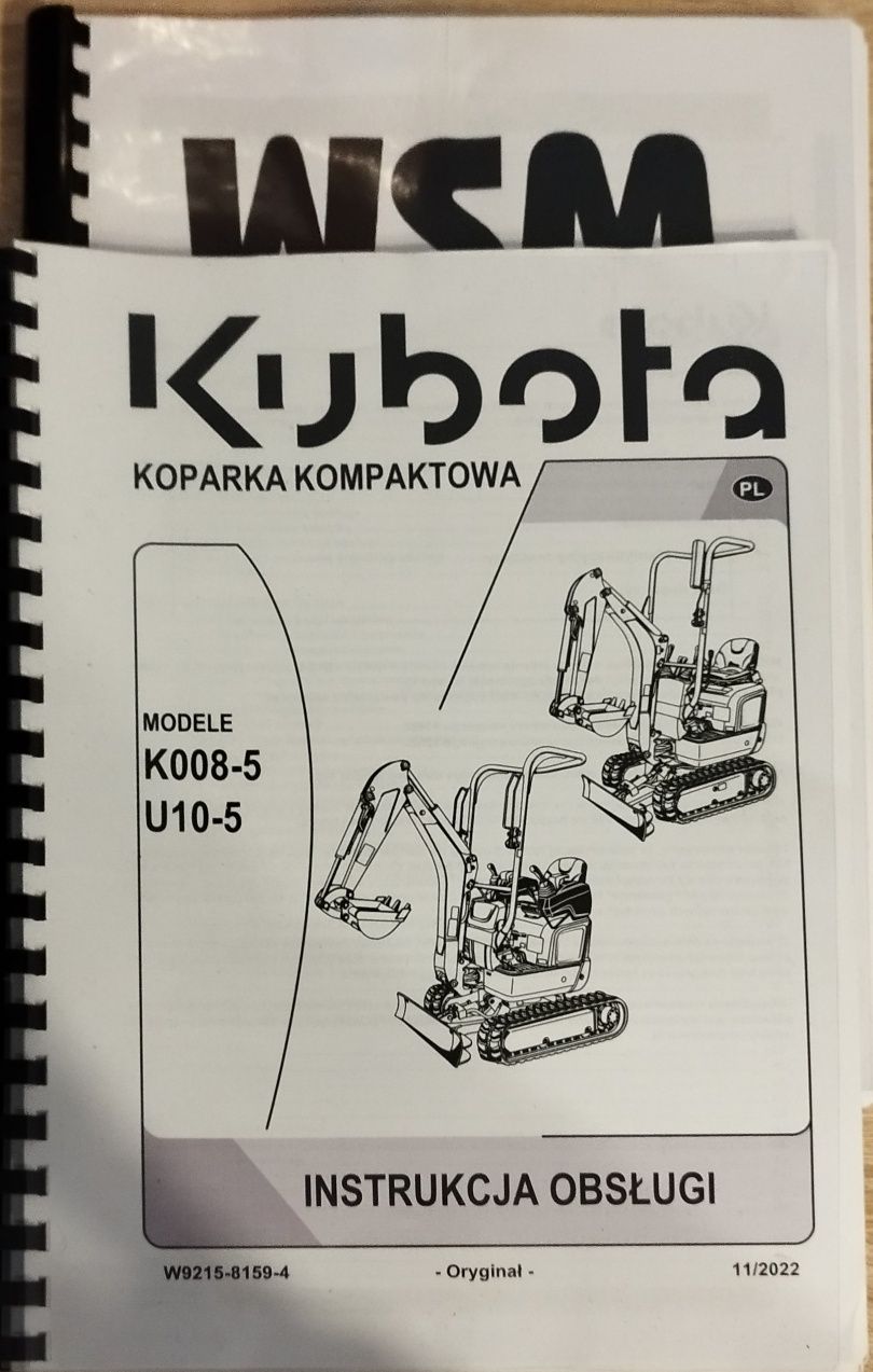 Instrukcja obslugi, podręcznik warszatowy  Kubota K008-3, U10-3 K008-5