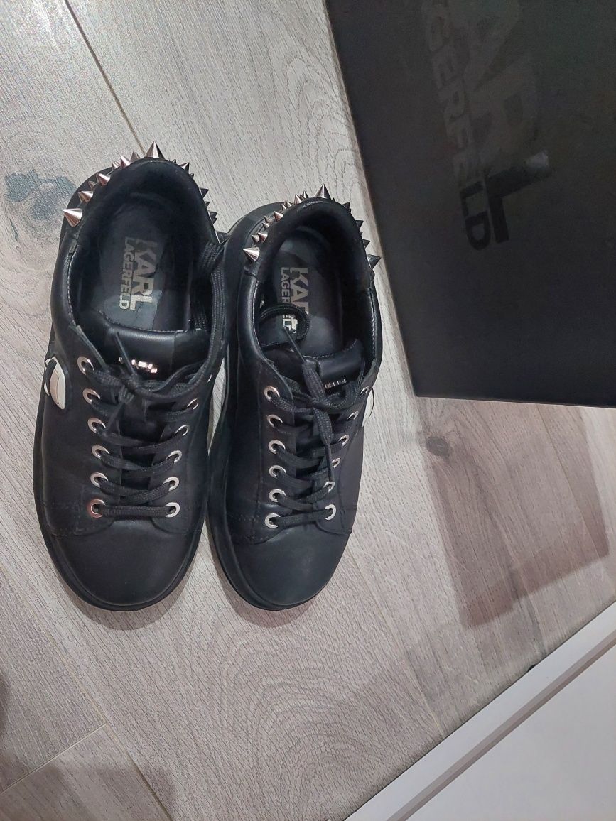 Karl Lagerfeld Sneakersy czarne z ćwiekami skóra r. 36 oryginał