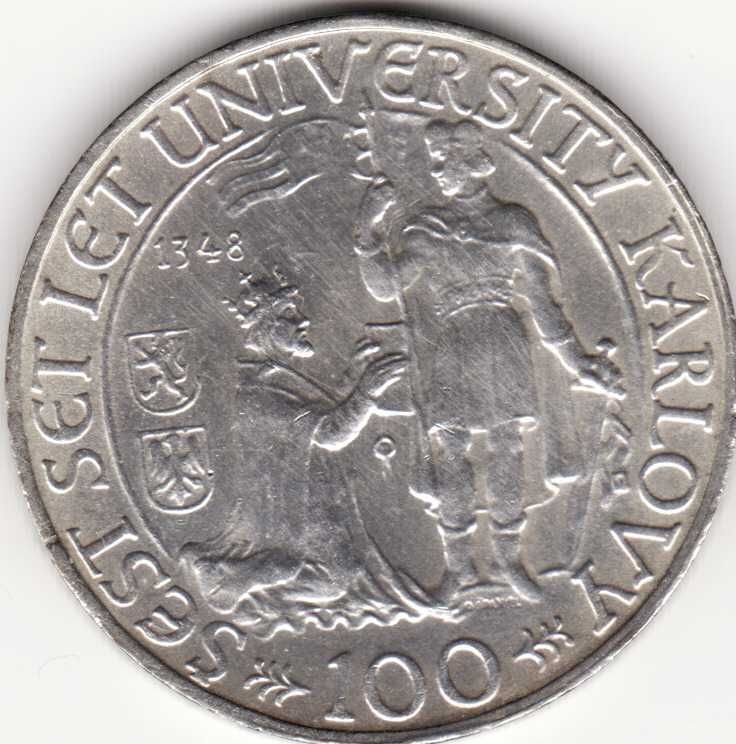 Монета Чехословакия 100 крон 1948 год, серебро