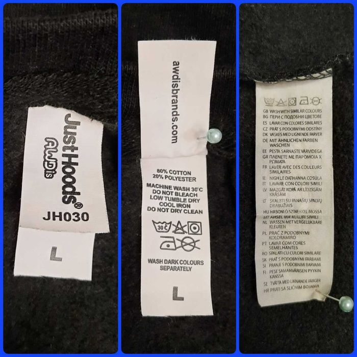 Чоловіча чорна толстовка JUST HOODS від RWDis, британський бренд